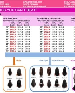 wholesale virgin human hair price list