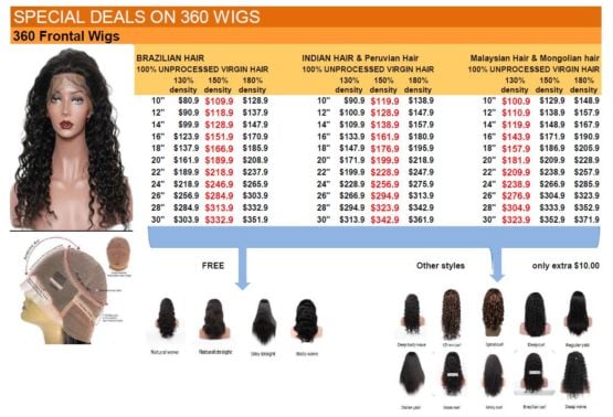 wholesale virgin human hair price list